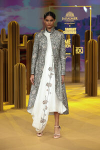 model in Samant Chauhan Jacket dress.